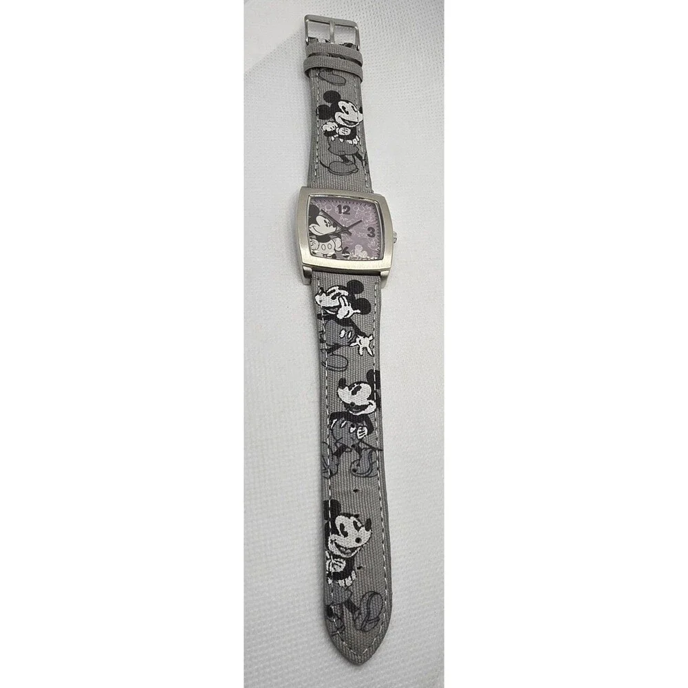 Unisex Disney Parks Mickey Mouse Limited Edition Gray Fabric Band Watch 04